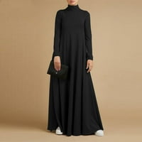Plus size Ženska majica s dugim rukavima Haljine casual ljuljaška haljina mock izrez čvrstog labavog