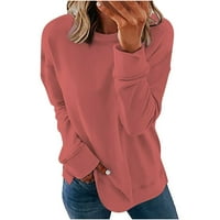 Žene dugih rukava Ležerne majice Jednobojno okrugle vrat Duks pulover Loose Tunic vrhovi