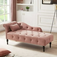 & Vico Velvet CAISAise Lounge stolica, moderni tufted dugi ležaljka Sofe sa jastukom i od punog drveta,