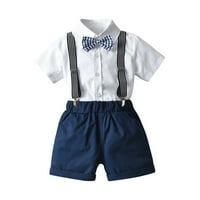 Dječji dječaci Gospodene odjeće Odgovarajuća toddler Formalni gumb s kratkim rukavima dolje majica Shorts