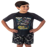 MONSTER JAM Boys 'lobanja Throttle Monster Trucks Shorts Pajemma Set