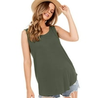 Žene HOPAKE Ljeto Okrugli izrez Labavi majica bez rukava Casual Tunic Tops bluza