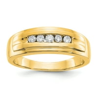 Čvrsti 14K žuto zlato simulirani CZ MENS 5-kameni prsten