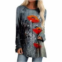 Honeeladyy ljetne prodaje cvjetne tunike za žene koje treba nositi sa gamašima ulje slika slatka cvijeća tiska duga majica prevelika casual labava bluza
