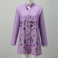 SunhillsGrace majice za žene Ležerne prilike cvjetne košulje s bluzama V-izrez Dugi rolni rukavi Tors