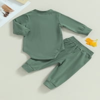 Baby Boy Outfit Dugme Solid Color Dugi rukavi Rompers Hlače padaju odjeću