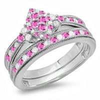 DazzlingRock kolekcija Sterling Silver Pink Sapphire & White Diamond Marquise Oblik za angažman prsten