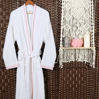 Unizovani luksuzni plišani turski pamučni kimono rube, mali, emberglow-bijeli by Blue Nile Mills