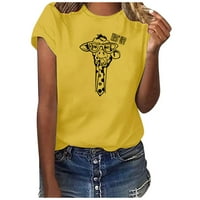 Ženski vrhovi Žene kratkih rukava Ispiši casual vrhove pulover bluza majica žuti xxl