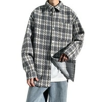 SNGXGN muške flannelne košulje kapuljače za kapuljaču pamučne vojne jakne muške jakne, crna, veličine