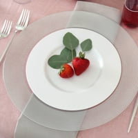 Ekokvalitet 13 Okrugle punjače bijele plastične ploče sa užad teksturiranim srebrnim obručem - Kina poput stranačkih ploča, teška velika jednokratna večera salata ploča za venčanja, poslužitelji