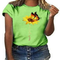 LUXPLUM DAMIES TEE Leptir Pismom tiskane majice Sun cvjetni print vrhovi boemian pulover za odmor bez