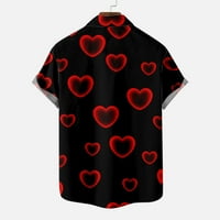 Gathrrgyp MENS PLUS veličina T-majica, ruktici za ležerne prilike za Valentinovo Print sa džepom Bluza s kratkim rukavima