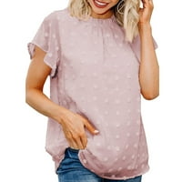 Žene pune boje okruglog vrata kratka rukava bluza Šifonska majica za ispis