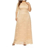 Ljetne haljine za žene plus veličine kratkih rukava čipka pune boje šuplje haljina okrugla izrez Maxi