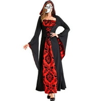 KISKICK Retro Print Flare rukava s rukavima četverokutna haljina za zabavu - Crna Crvena zavojna haljina