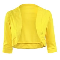 Kardigani za žene, srednji rukav Top pune boje casual jakna Poslovno malo odijelo Ženski kardigani žuti