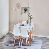 Stolice za ručavanje, plastična bočna stolica sa drvenim nogama za kuhinju, blagovaonicu, spavaću sobu, dnevni boravak, bijeli