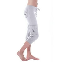 Teretne hlače, žene joga vježba obrezane pantalone Stretch atletski fitness duksevi casual capri pantalone