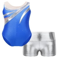 Dječje djevojke Gimnastics Dance Sportski odijelo Fancy Prints Leotard s kratkim hladnjacima Set outfit