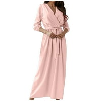 Miayilima Mini haljine za žene modni V-izrez dugih rukava pune boje