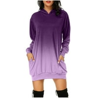 Haljina za ženske dukseve Haljina Tie-Dye Ispiši džepove s kapuljačom dugih rukava pulover
