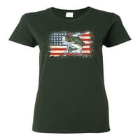Divlji bobby, američka zastava skakajući Largemouth bas riba, ribolov, ženske grafike, mornarsko, 3xl