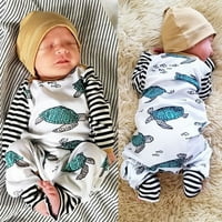 Novorođene novorođenčad za dječaka Dječak Tortoise Striped Romper kombinentski šešir Set odjeće Chmora