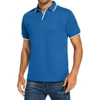 Muška golf majica Casual Sports V izrez rebrasti ovratnik kratki rukav modni casual solid boja obični proljeće i ljeto Redovno uklapanje