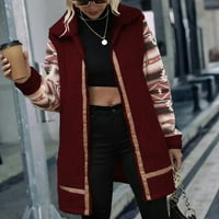 Augper ženski kardigan zrnasti kontrastni u boji LEGHTEL LONG SHIVING patentni zatvarač plišana casual jakna