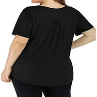 Eleluny Women obična majica kratkih rukava Labavi tunik na vrhu plus bluza plus veličina crna m