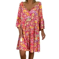Ljeto Loose Print Dame cvjetna mini ženska haljina haljina s tri rukava ženska haljina ženske haljine
