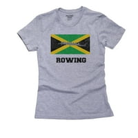 Jamajka Olympic - veslanje - zastava - Silueta ženska pamučna siva majica
