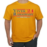 Wild Bobby Vivek Ramaswamy Truth kampanja Crveni bijeli i plavi politički muškarci Tee, zlato, 3x-velika