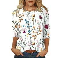 Ženski odobrenje ispod $ Lenago Women's Plus size cvjetni ispisani vrat posada Srednji rukav majica Pulover casual labavi fit tunički bluza vrhova