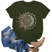 Ženski vrhovi kratkih rukava ispisana bluza Ležerne prilike za žene Ljeto okrugle dekolte majice Tuničke majice Zeleno m