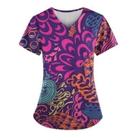 Ženski vrhovi V-izrez radne odjećne bluze Grafički otisci Ladies Ljeto kratki rukav modni multicolor 3xl