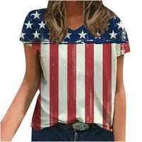 ERSAZI Dan nezavisnosti 4. jula modni ženski ljetni V-izrez kratki rukav za ispis ležerne majice bluza