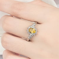 Yuehao Pribor Prstenje ženskih prstenova srebrne rinestone prstenovi ženski prstenovi sjajni prstenovi za žene i muške žute 6
