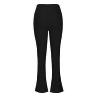 HHEI_K Moda ženska seksi labavi prorez casual hlače visoki struk čvrste boje Sportske joge hlače Tergo hlače žene