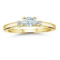 Gem Stone King 0. CT Okruglo nebo Plava akvamarina Bijela Topaz 18K žuti pozlaćeni srebrni prsten