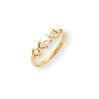 14K žuto zlato FW kultivirani bisernski real Diamond FW kultivirani biserni prsten