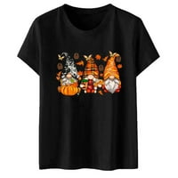 Majice Fabiurt za žene Ženska moda za casual vrhove kratkih rukava okrugli vrat Tee majica Pumpkin Ispiši