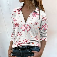 Ženska bluza s majicama s majicama dugih rukava od labavog šik elegantnog ispisanog bluza s V-izrezom