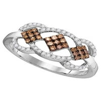 Jewels LU 10KT bijelo zlato Žene okrugle smeđe boje Poboljšani dijamantski prsten klastera CTTW u prstenu
