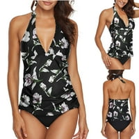 Žene dvodijelni Leopard tisak bikini kupaći kostim kupalište kupaći kupaći kostim zmija koža crna s