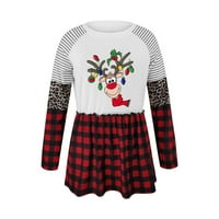 Božićni džemperi za žene za žene O-izrez Dugih rukava Udobna hladna majica Soft Holiday Mairts Crni