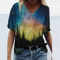 Taqqpue ženske ljetne vrhove prevelike majice kratki rukav V izrez majice casual labave grafičke košulje za bluze za žene