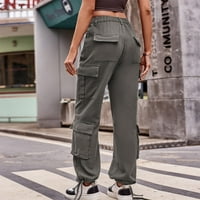 Ženske modne ležerne prilike pune boje Jeans kombinezon Sportske hlače, kafa, xxl