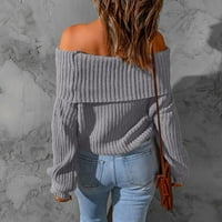 Akiihool dugi džemperi za žene Ženska čipka Crochet s dugim rukavima Crewneck Cosy Knit džemper Ležerne